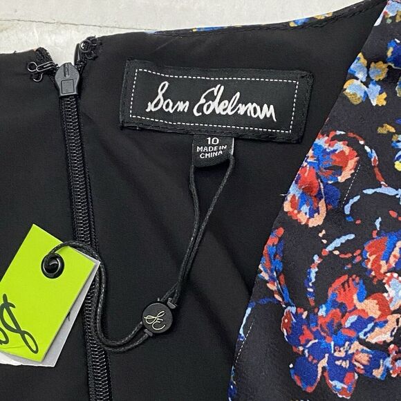 New SAM EDELMAN Black Mixed Floral Tiered Ruffle Wrap Maxi Dress Women's Sz 10 - Picture 7 of 12